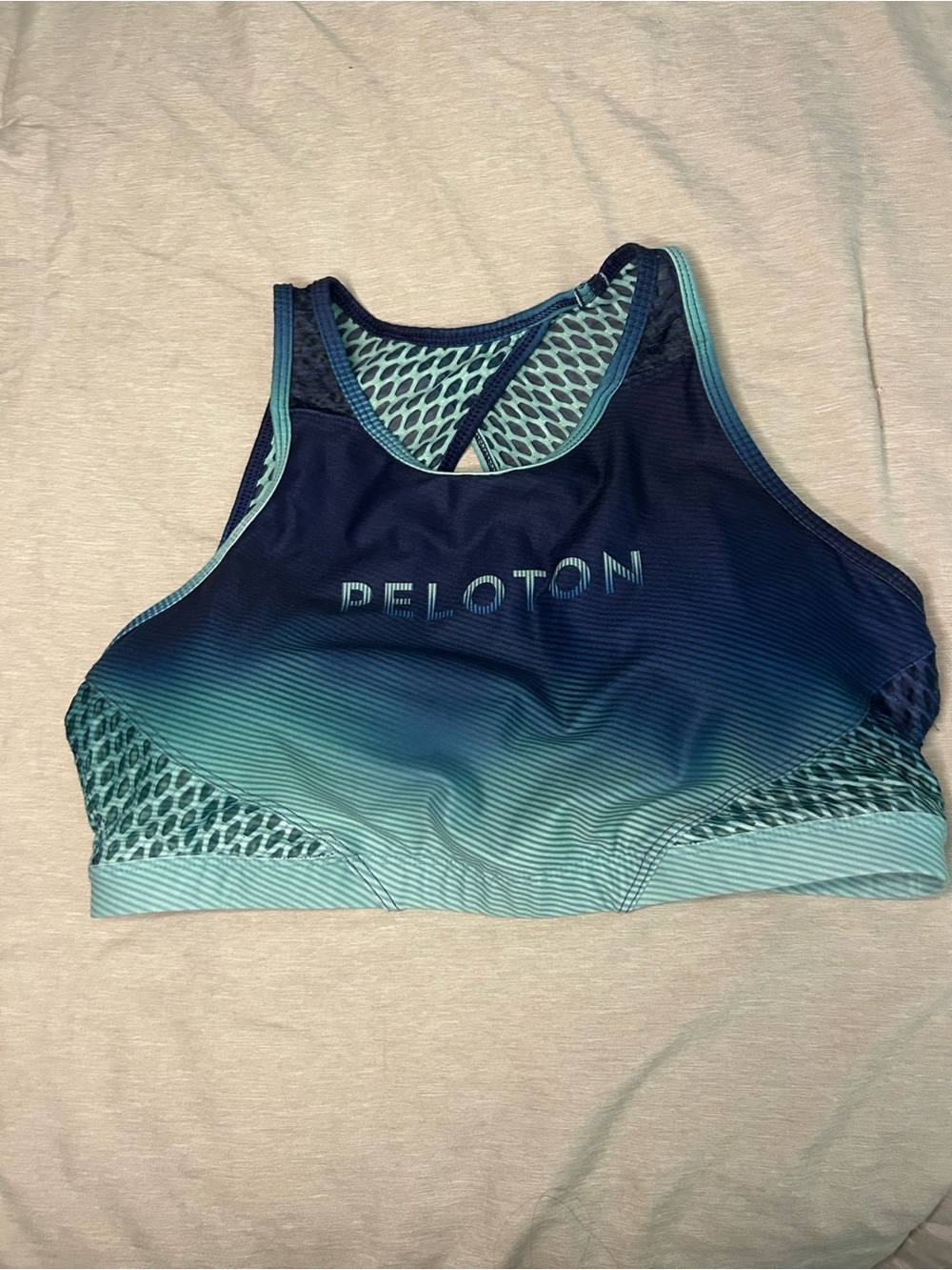 Peloton Women's Teal and Navy Ombre High-Impact Sports Bra